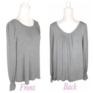 NWT Gap puffed sleeve ruffle gray knit tee top t-shirt long sleeves small